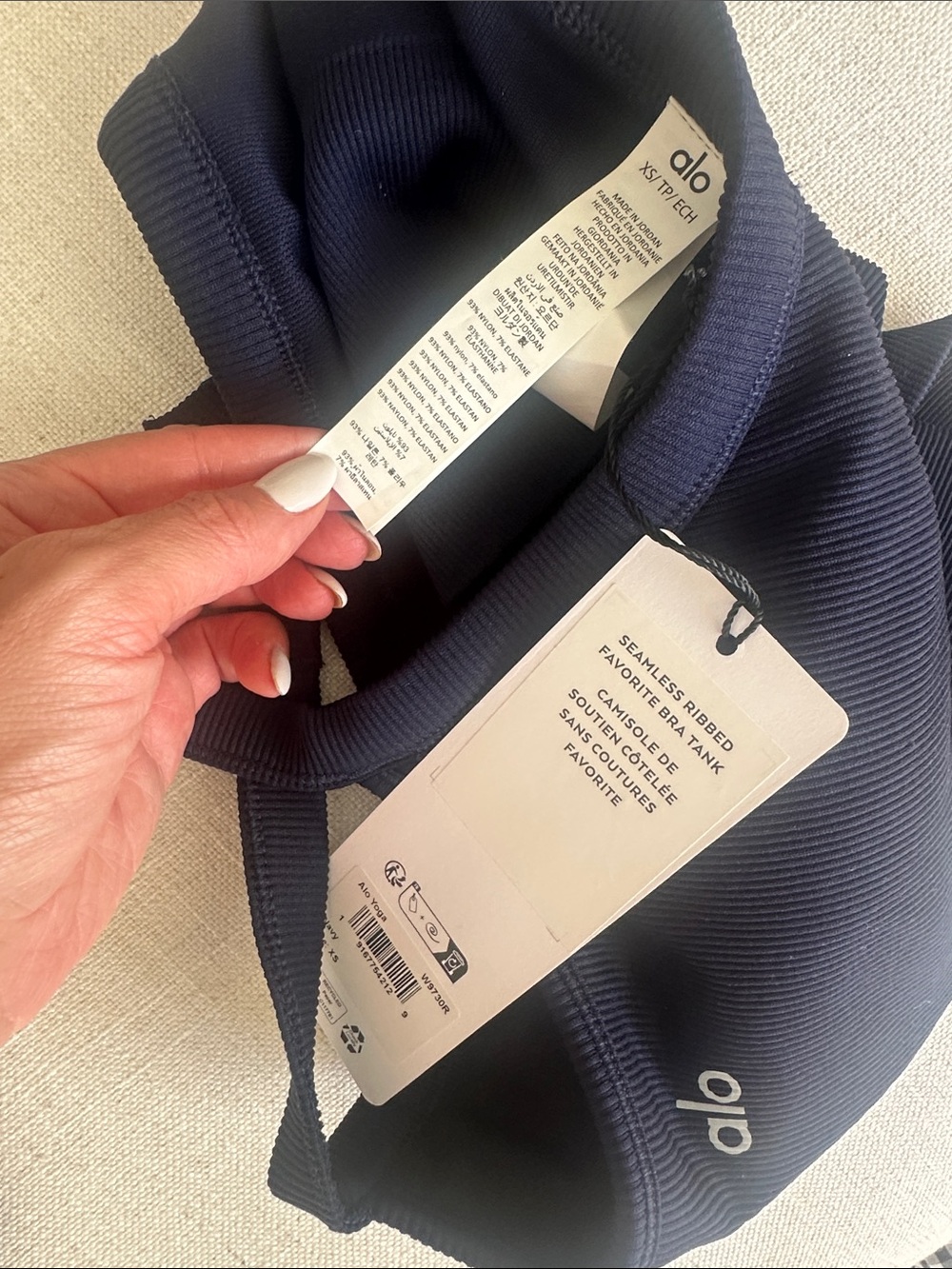 Navy ALO Yoga Ribbed bra top - Picture 2 of 6